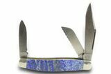 Pocket Knife with Lapis Lazuli Inlays & Matching Base #370732-3
